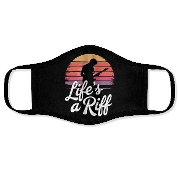 Discover Guitar Player Life's a Riff Sunset Vibes Face Masks