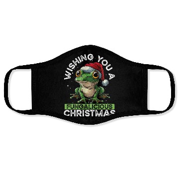 Discover Merry Christmas Frog on Mushroom Cottagecore Face Masks
