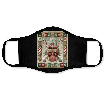 Discover Christmas Snow Globe with Candy Canes and Ribbons Face Masks