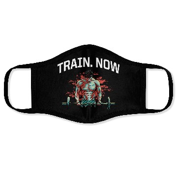 Discover Train Now Workout Motivational Quote Gym Inspirati Face Masks