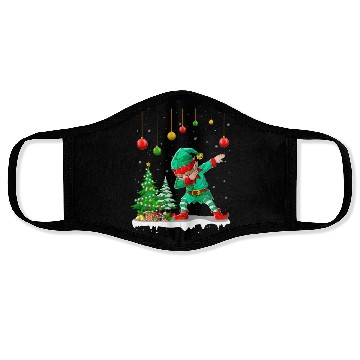 Discover Dabbing Elf Christmas Tree Lights Xmas Family Face Masks