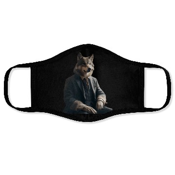 Discover Business Wolf Ready for Success Face Masks