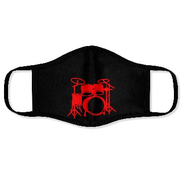 Discover red drum set drummer Face Masks