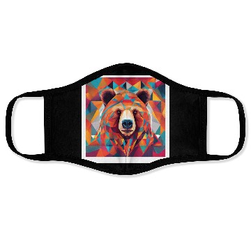 Discover Bear Abstract Bright Triangles Face Masks
