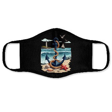 Discover Nautical Anchor and Lighthouse Ocean Scene for a Face Masks