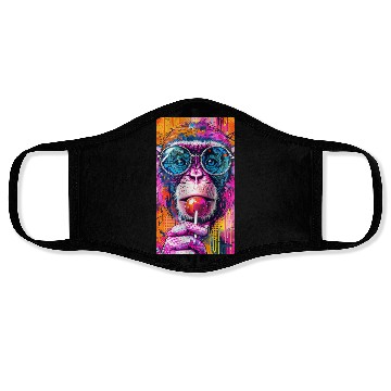 Discover Digital Art Monkey With Lollipop Graffiti Elements Face Masks