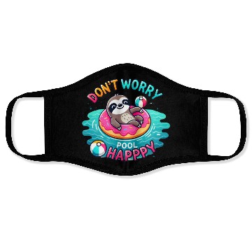 Discover Sloth Don't Worry Pool Happy Face Masks