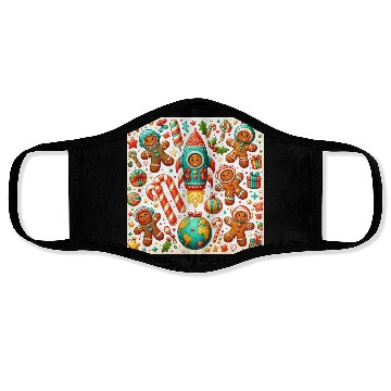 Discover Christmas gingerbread shuttle Face Masks