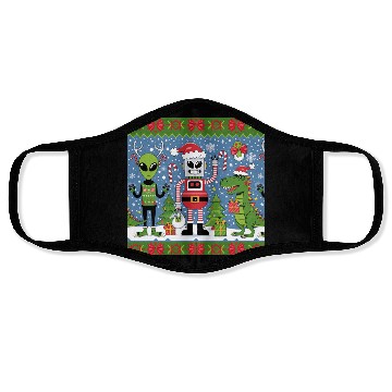 Discover Funny Ugly Christmas Sweater Design – Alien, Robot Face Masks