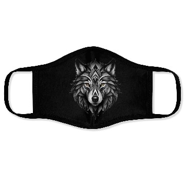 Discover Black and White Geometric Wolf Face Masks