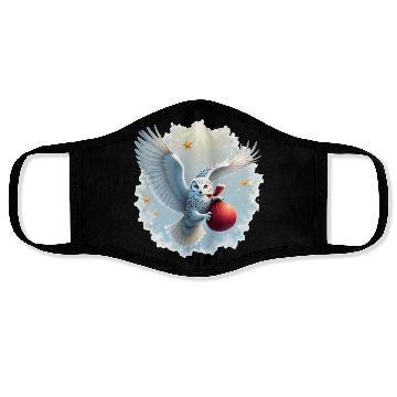 Discover Snowy Owl Carrying Christmas Gift Bag Face Masks