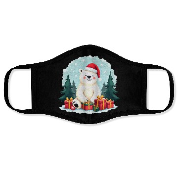 Discover Adorable Polar Bear in Santa Hat Face Masks
