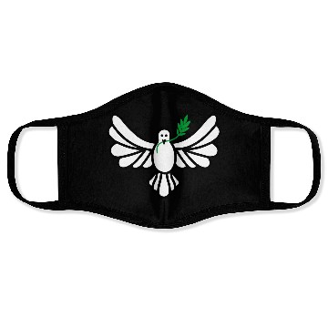 Discover White dove green branch Face Masks