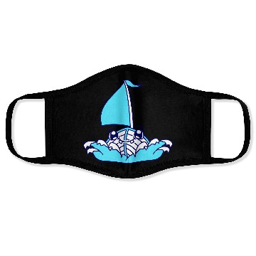 Discover Cute Funny Boat Waves Sails Face Smiles Cool Comic Face Masks