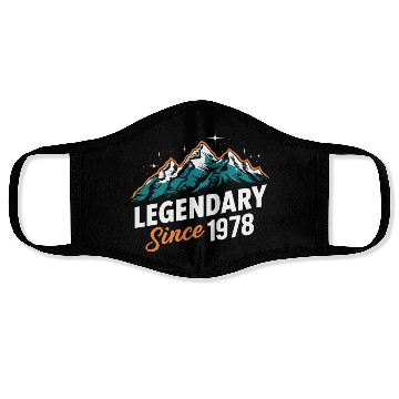 Discover Legendary Since 1978 Hiker Birthday Mountain Face Masks