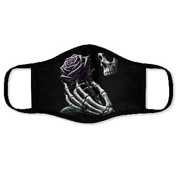 Discover Skeleton Hand Holding a Poisonous Rose Face Masks