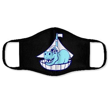 Discover Funny Hippo Old Captain Sails Cute Cartoon Comic Face Masks