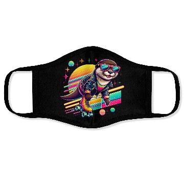 Discover Retro Roller Skating Otter Adventure Face Masks