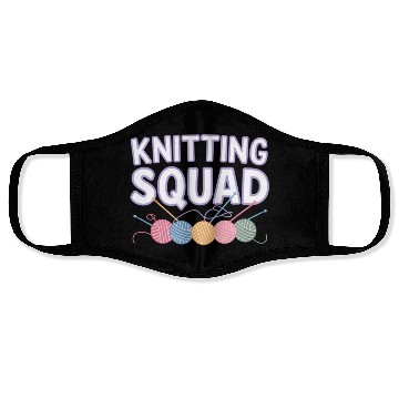 Discover Yarn and Needle Knitting Circle Creative Icon Face Masks