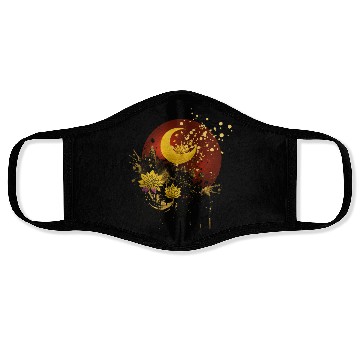 Discover Celestial Lotus Moon Spray Design Face Masks