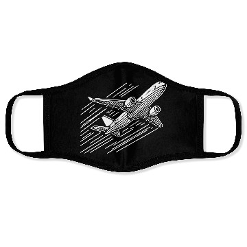 Discover Minimalistic Vector Passenger Aircraft path33 Face Masks