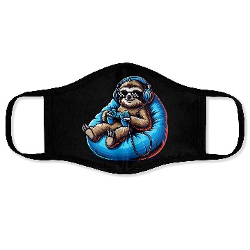 Discover Chill Gamer Sloth Headphones Controller Relax Face Masks