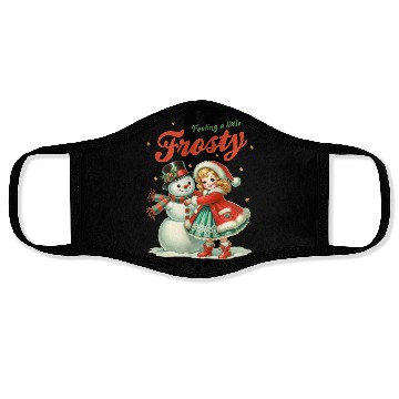 Discover Snowman with Girl, Merry Christmas Face Masks