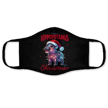 Discover Hippo Christmas, Merry Christmas Face Masks