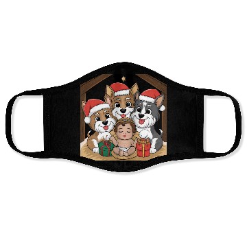 Discover Jesus was born yorkies adoring Face Masks