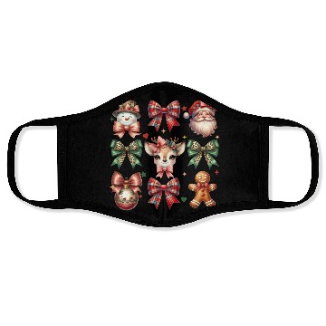 Discover Christmas Coquette Bow Retro Christmas Face Masks