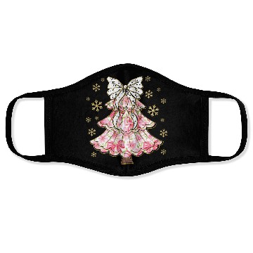 Discover Preppy Pink Coquette Bow Xmas Tree Face Masks