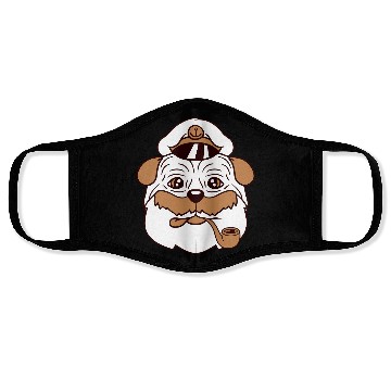 Discover Pug Dog Captain Hat Face Funny Cute Cartoon Comic Face Masks
