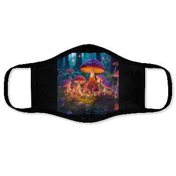 Discover mushrooms in grass Face Masks