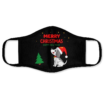 Discover dog5 merry christmas happy new year Face Masks