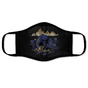 Discover fantasy carp-bird hybrid swimming in a lotus pond Face Masks