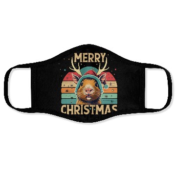 Discover Funny Guinea Pig Christmas Reindeer Face Masks
