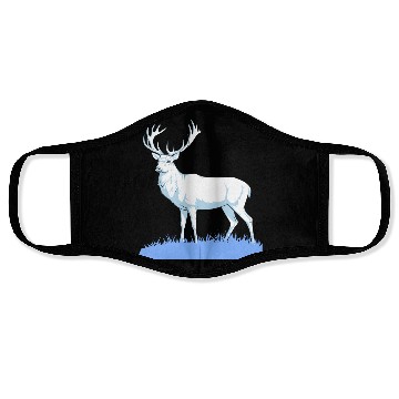 Discover White Stag Deer Standing In Grass Face Masks
