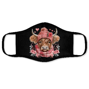 Discover Cute Highland Cow Valentines Day Face Masks