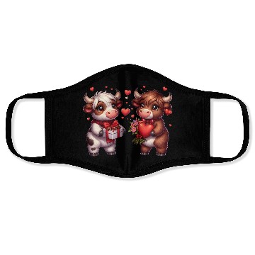 Discover Cute cartoon valentines highland cow Face Masks
