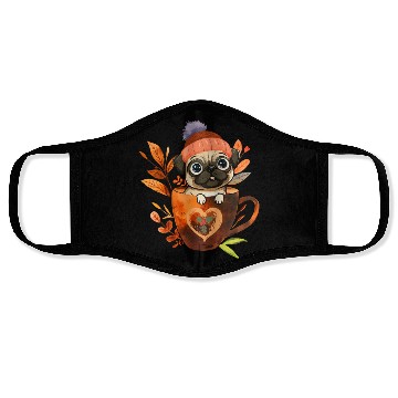 Discover Pug in A Coffee Cup with Christmas Face Masks