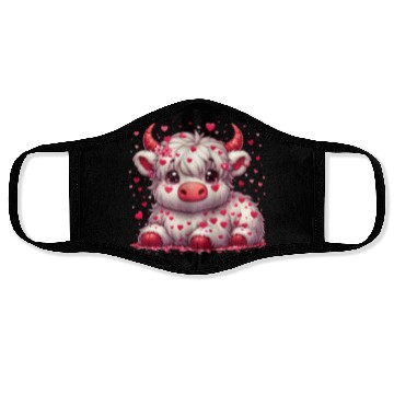 Discover Cute cartoon valentines highland cow Face Masks