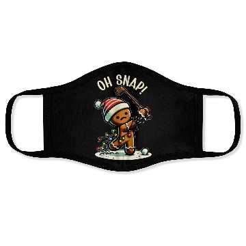 Discover Oh Snap Gingerbreadman Golfer Golf Christmas Golf Face Masks
