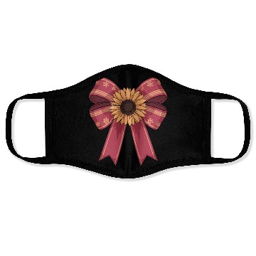 Discover Sunflower on Red Bow With Snowflakes Face Masks
