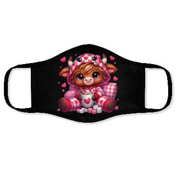 Discover Cute cartoon valentines highland cow Face Masks