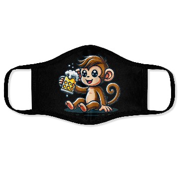 Discover Cute Monkey Drinking Beer Face Masks
