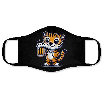 Discover Cute Tiger Drinking Beer Face Masks