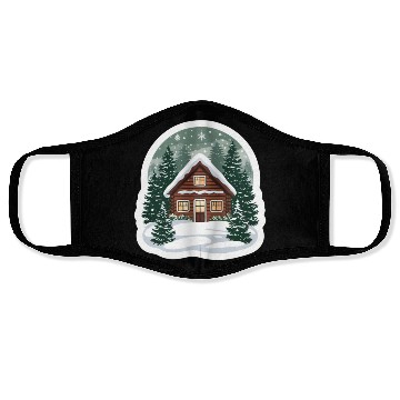 Discover Cozy Cabin in Winter Wonderland Face Masks