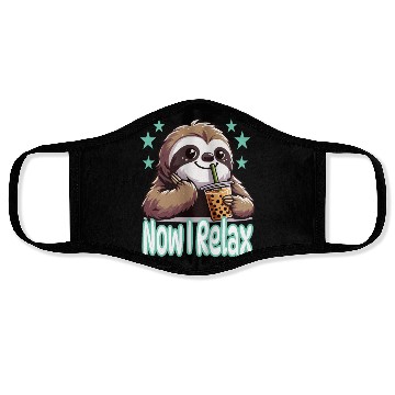 Discover funny quote gift idea bubble tea boba sloth design Face Masks