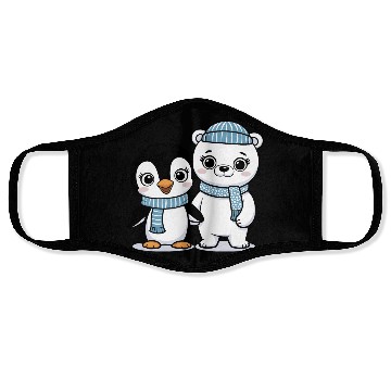 Discover Happy Penguin and Polar Bear Best Friends Face Masks