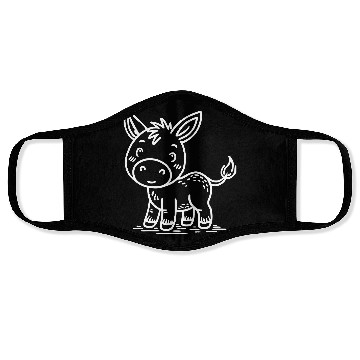 Discover Minimalistic Vector Donkey Vegan Art path4 Face Masks